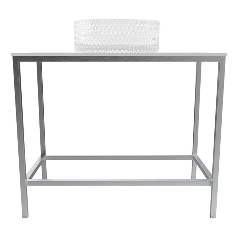 Luminous Brushed Stainless Steel Metal Vanity Set with Clear Glass White Sink