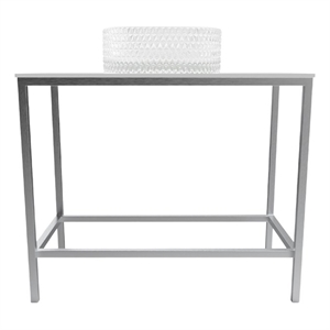 Luminous Brushed Stainless Steel Metal Vanity Set with Clear Glass White Sink