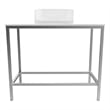 Luminous Brushed Stainless Steel Metal Vanity Set with Clear Glass White Sink