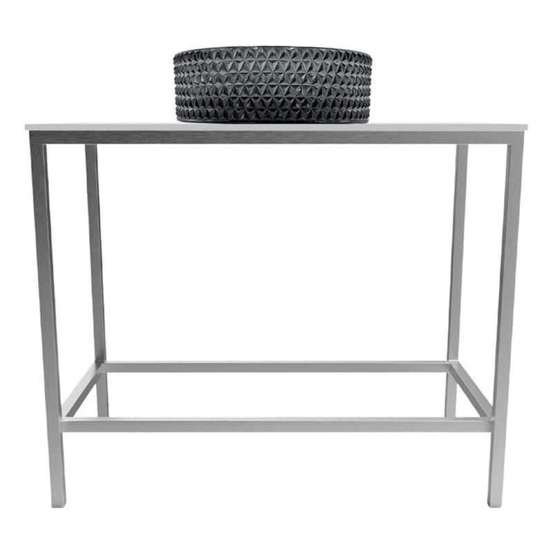 Luminous Brushed Stainless Steel Metal Vanity Set with Light Black Glass  Sink