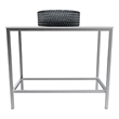 Luminous Brushed Stainless Steel Metal Vanity Set with Light Black Glass  Sink