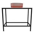 Morden Luminous Black Stainless Steel Metal Vanity Set with Pink Glass Sink