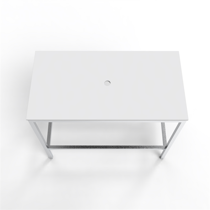 Morden Luminous Brushed Stainless Steel Metal Vanity Set with Pink Glass Sink