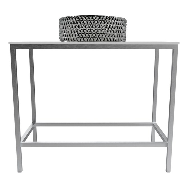 Morden Luminous Brushed Stainless Steel Metal Vanity Set with Silver Glass Sink