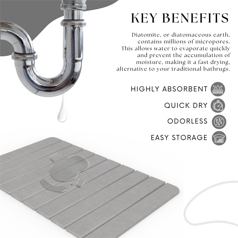 Diatomite stone Water Absorbing Gray Under Sink Mat - Protection for Cabinets