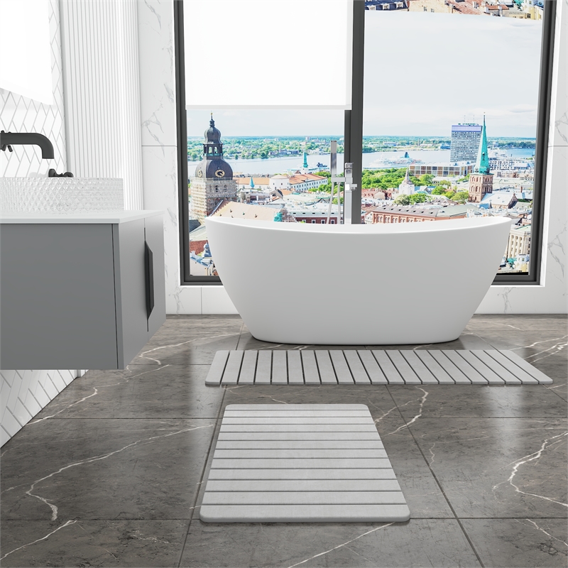 Diatomite Quick-Dry Water Absorbing Bath Mat Sets - X-Large + Large Gray Mats