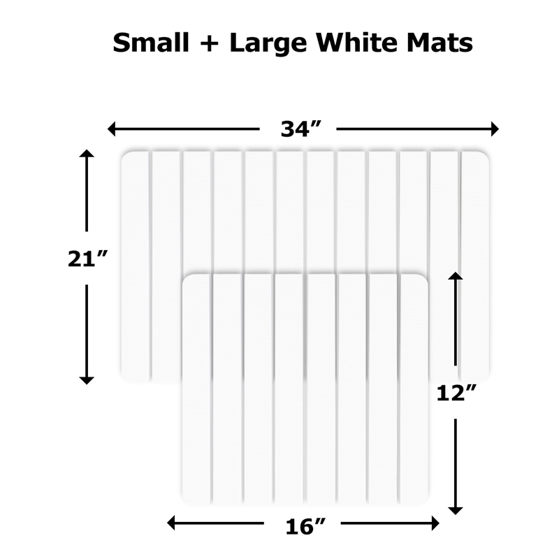 Diatomite Stone Quick-Dry Water Absorbing Bath Mat Sets-Large + Small White Mats