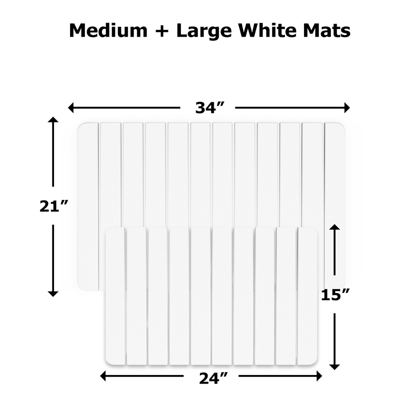 Diatomite Stone Quick-Dry Water Absorbing Bath Mat Sets-Large+Medium White Mats