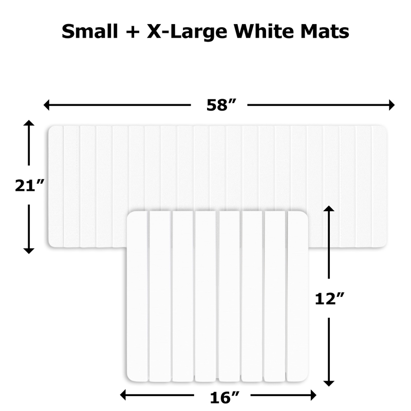 Diatomite Stone Quick-Dry Water Absorbing Bath Mat Sets-XLarge+Small White Mats