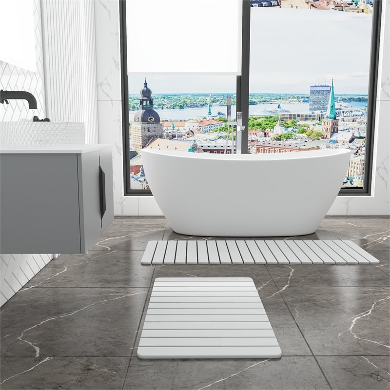 Diatomite Quick-Dry Water Absorbing Bath Mat Sets-XLarge+Large Natural White Mat