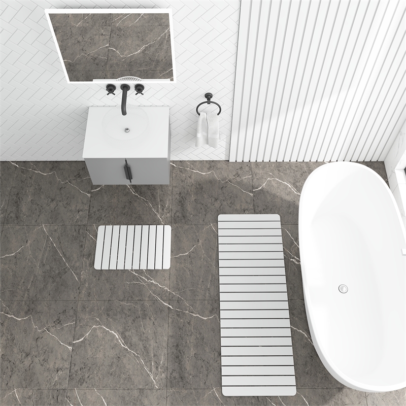 Diatomite QuickDry Water Absorbing Bath Mat Sets-XLarge+Medium Natural White Mat