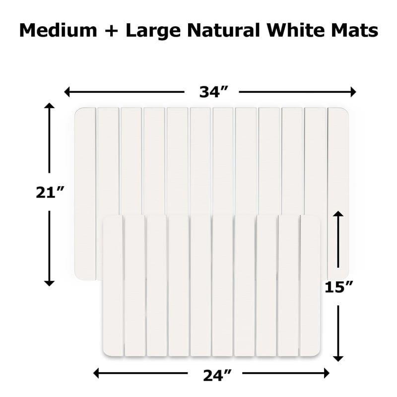 Diatomite Quick-Dry Water Absorbing Bath Mat Sets-Large+Medium Natural White Mat