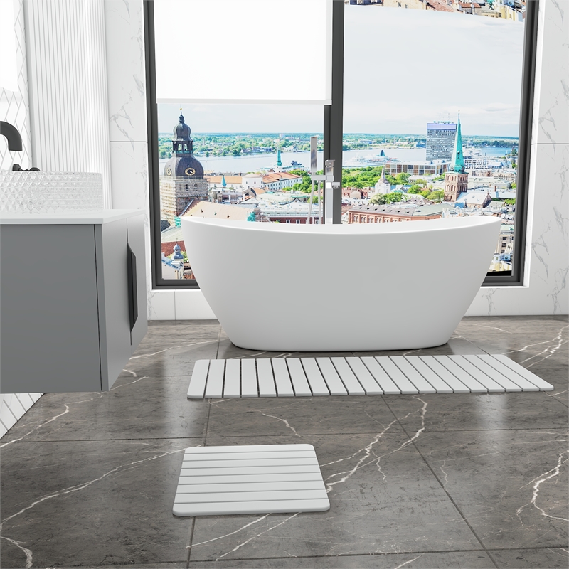 Diatomite Quick-Dry Water Absorbing Bath Mat Sets-XLarge+Small Natural White Mat