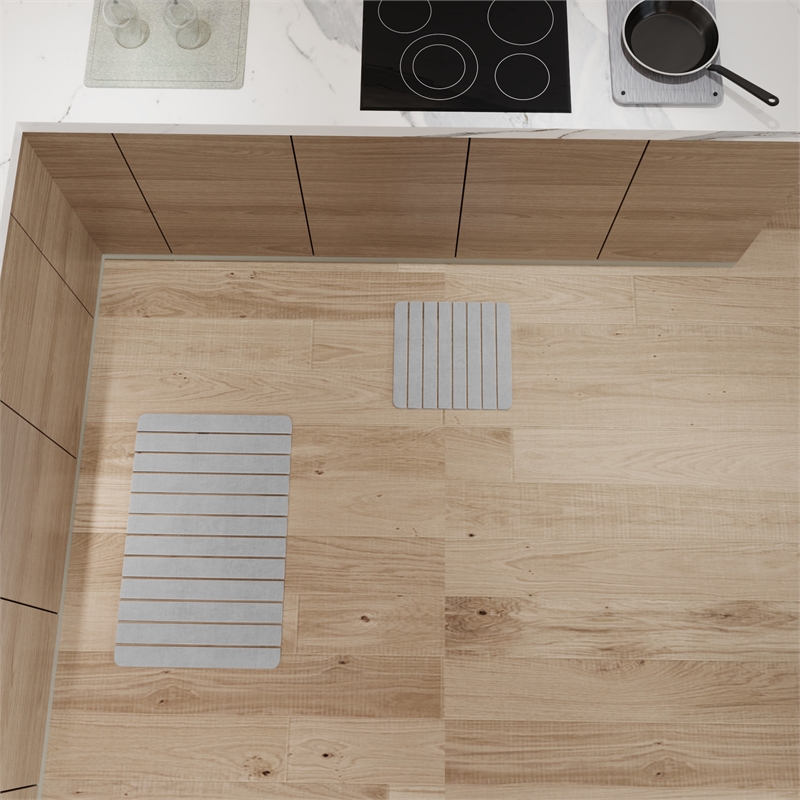 Diatomite Quick-Dry Water-Absorbing Kitchen Mat Sets - Large + Small Gray Mats