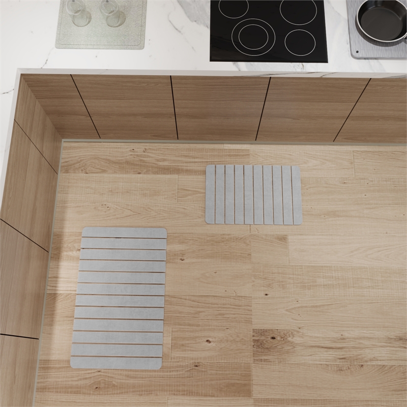 Diatomite Quick-Dry Water-Absorbing Kitchen Mat Sets - Large + Medium Gray Mats