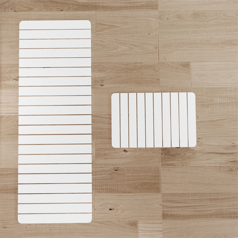 Diatomite Quick-Dry Water-Absorbing Kitchen Mat Sets-X-Large + Medium White Mat