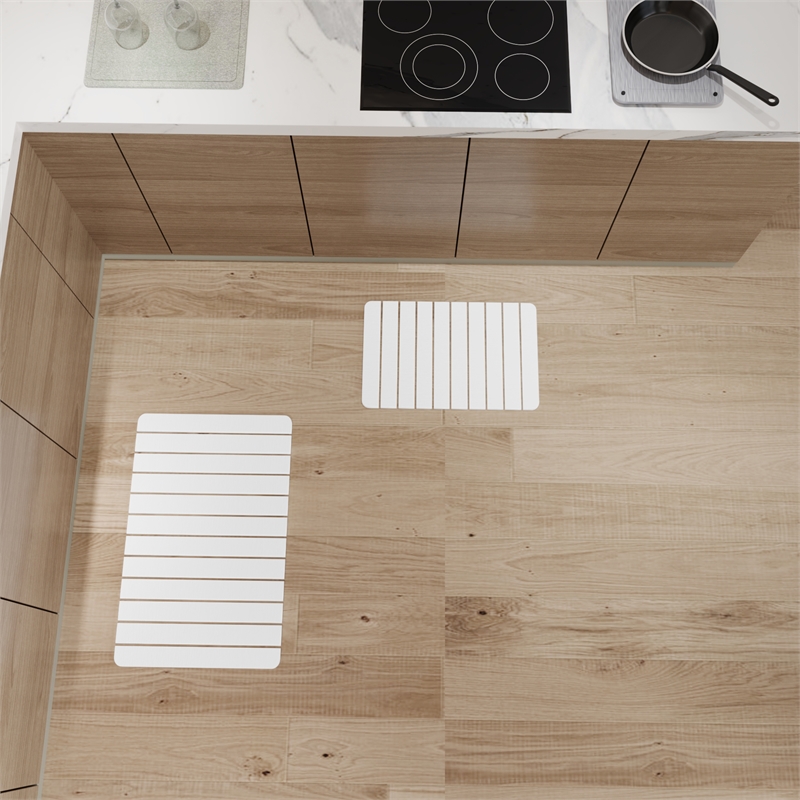 Diatomite Quick-Dry Water-Absorbing Kitchen Mat Sets - Large + Medium White Mats