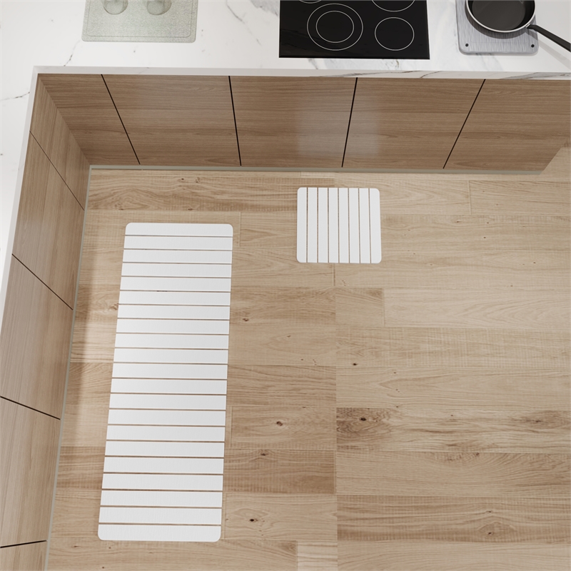 Diatomite Quick-Dry Water-Absorbing Kitchen Mat Sets -X-Large + Small White Mats