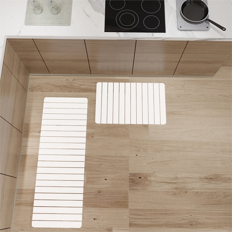 Diatomite QuickDry Water-Absorbing Kitchen Mat Set - XLarge+Large Natural White