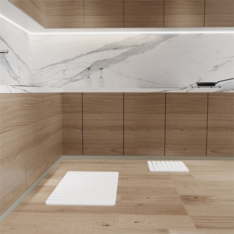 Diatomite Quick-Dry Water-Absorbing Kitchen Mat Sets - Large+Small Natural White