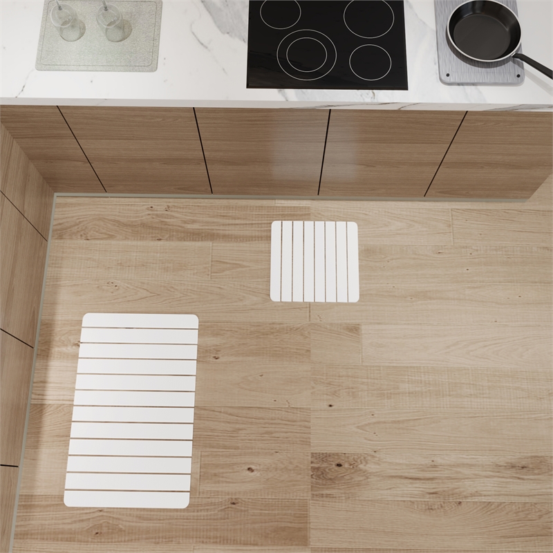 Diatomite Quick-Dry Water-Absorbing Kitchen Mat Sets - Large+Small Natural White