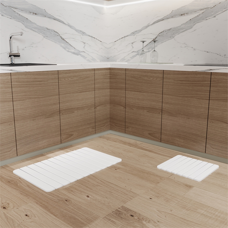 Diatomite Quick-Dry Water-Absorbing Kitchen Mat Sets - Large+Small Natural White