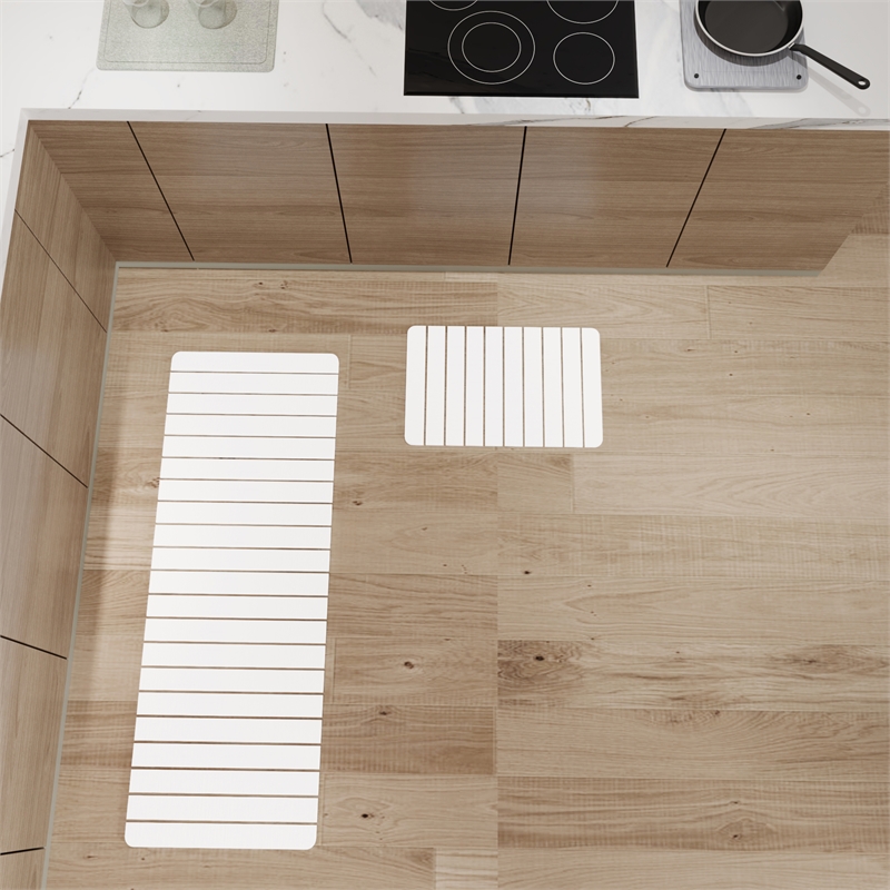 Diatomite Quick-Dry Water-Absorbing Kitchen Mat Sets-XLarge+Medium Natural White