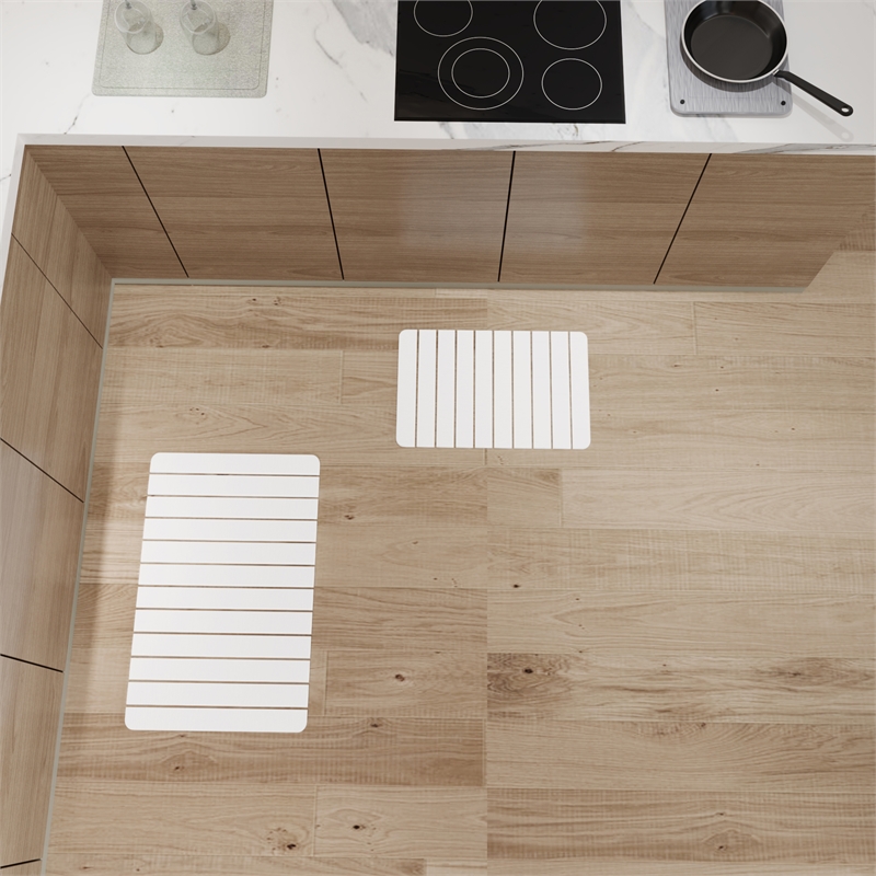 Diatomite Quick-Dry Water-Absorbing Kitchen Mat Sets-Large+Medium Natural  White