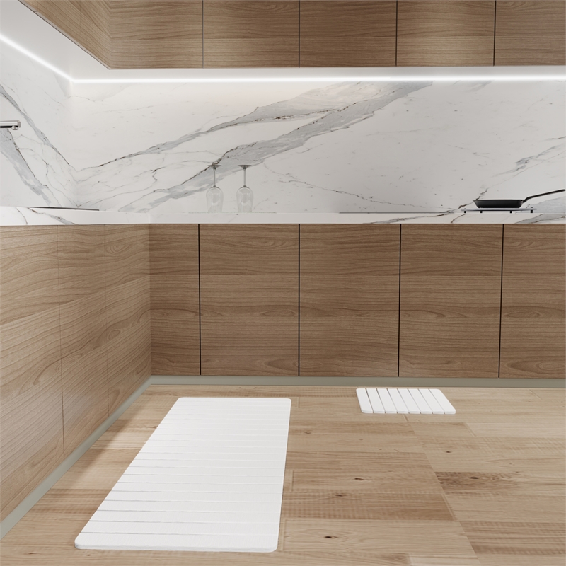 Diatomite Quick-Dry Water-Absorbing Kitchen Mat Sets -XLarge+Small Natural White