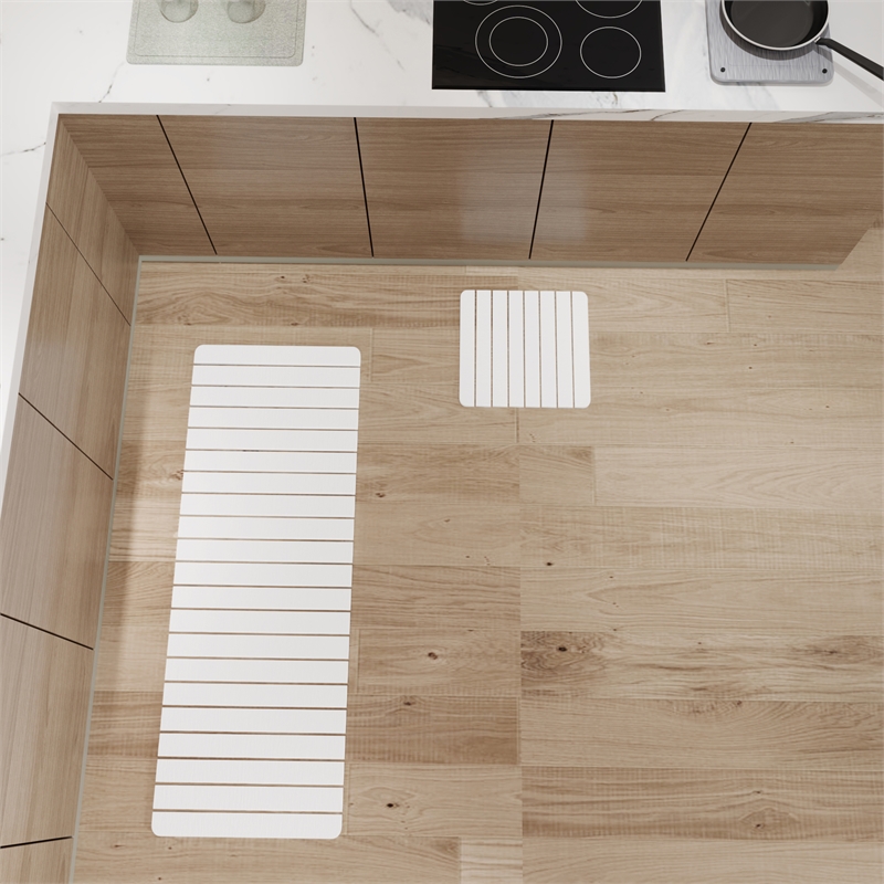 Diatomite Quick-Dry Water-Absorbing Kitchen Mat Sets -XLarge+Small Natural White