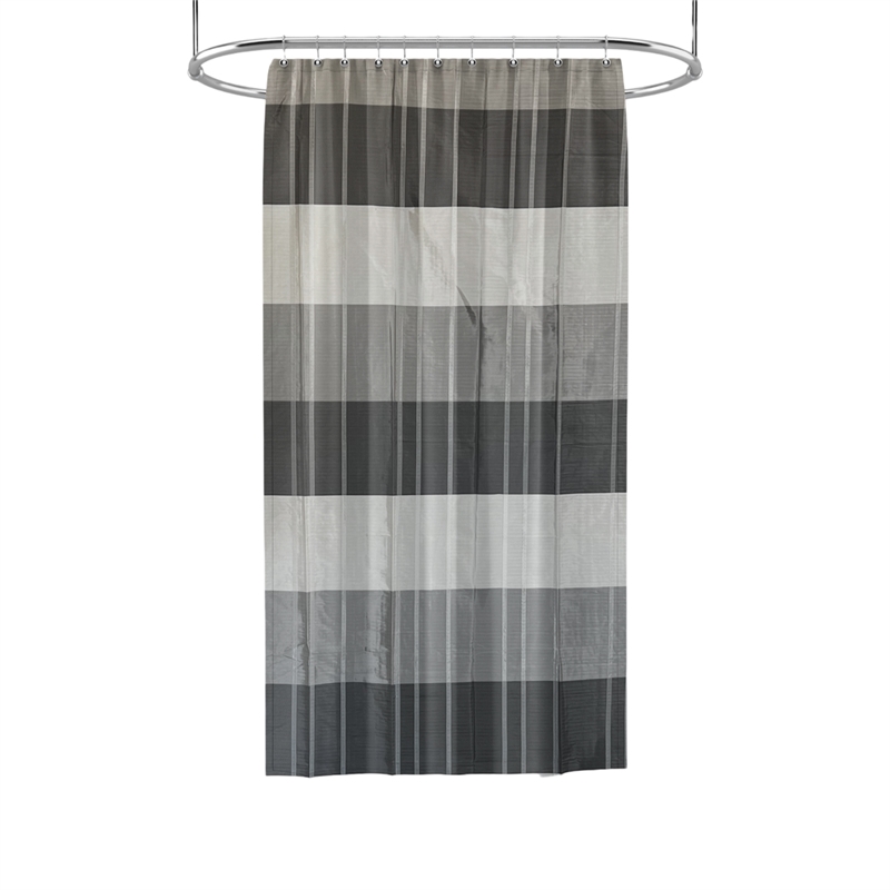 Morden Gray Stripe Printed Pieced Polyester Fabric Shower Curtain - 72