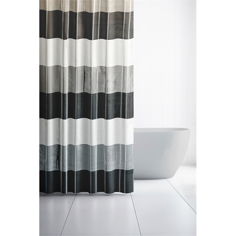Morden Gray Stripe Printed Pieced Polyester Fabric Shower Curtain - 72