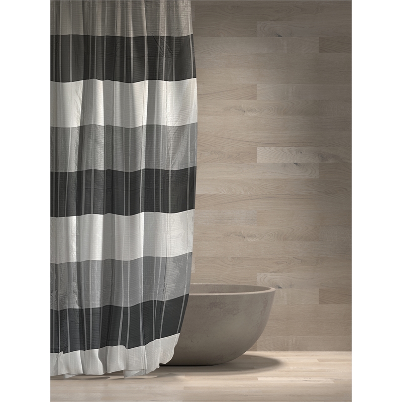Morden Gray Stripe Printed Pieced Polyester Fabric Shower Curtain - 72