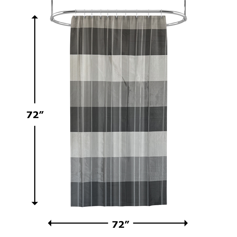 Morden Gray Stripe Printed Pieced Polyester Fabric Shower Curtain - 72