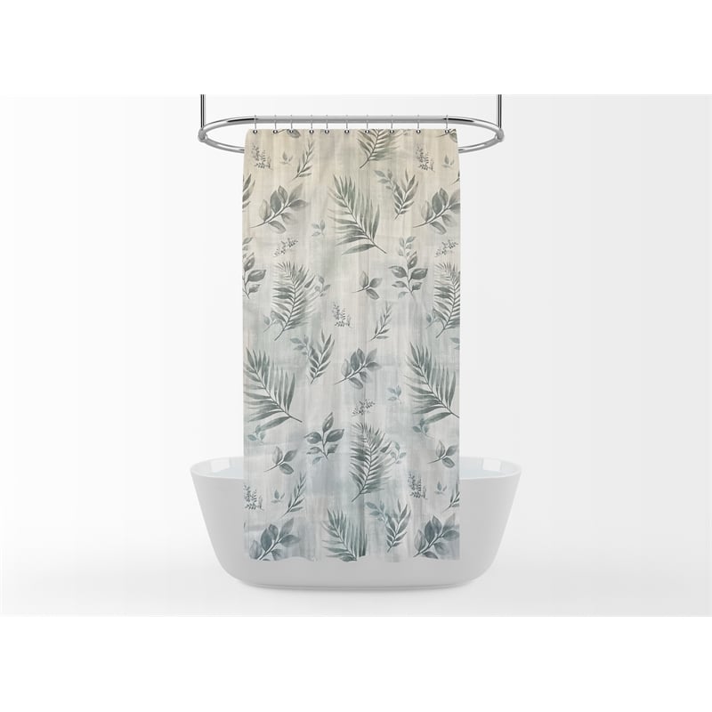Rothbury Green Leaf Printed Fabric Waterproof  Shower Curtain - 54