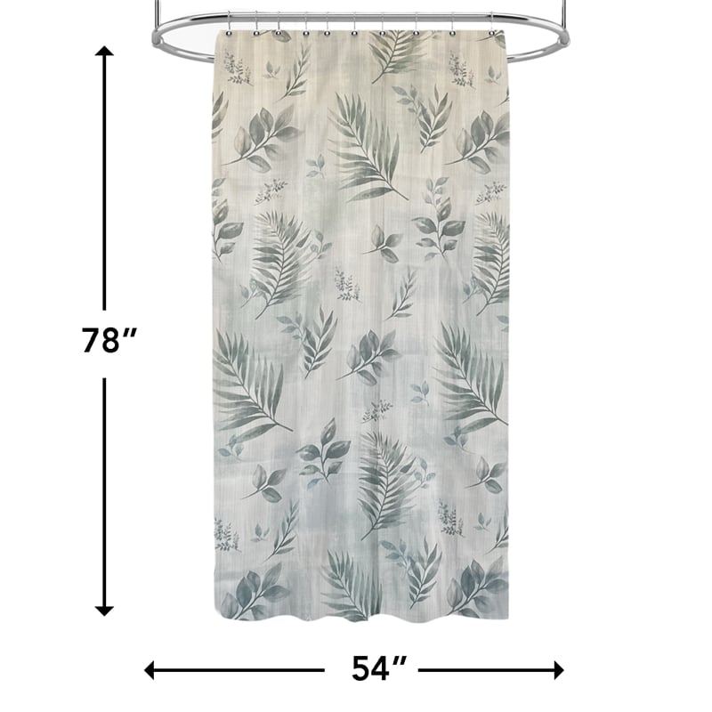 Rothbury Green Leaf Printed Fabric Waterproof  Shower Curtain - 54