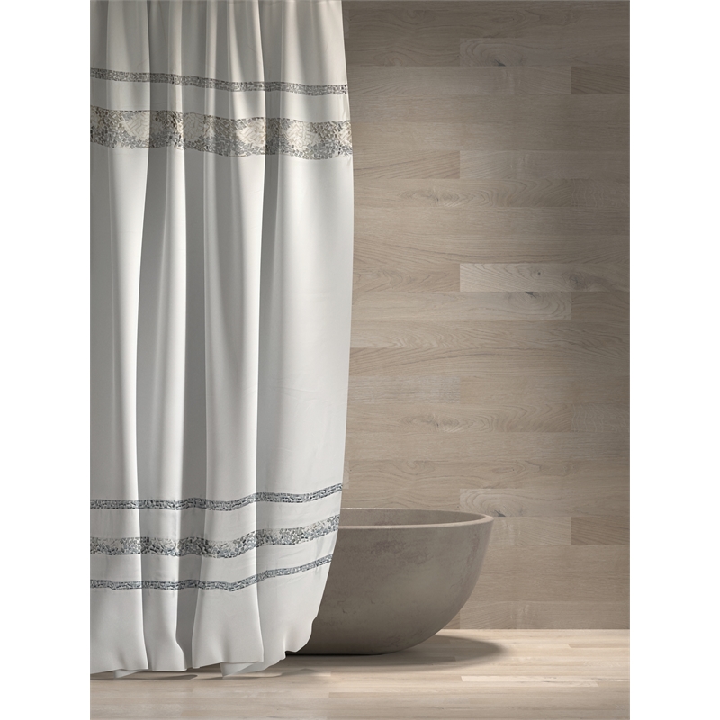 Urben White Soft Fabric Shower Curtain Pieced Unique pattern - 70