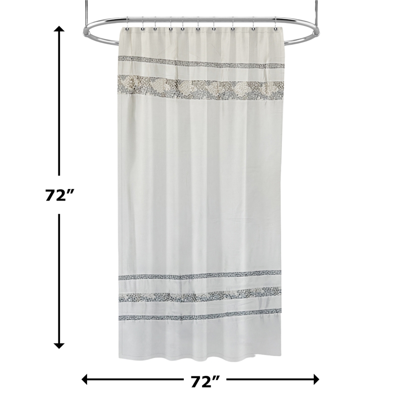 Urben White Soft Fabric Shower Curtain Pieced Unique pattern - 70