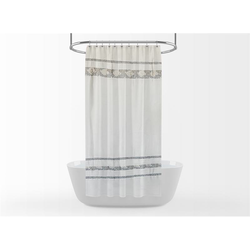 Urben White Soft Fabric Shower Curtain Pieced Unique pattern - 70