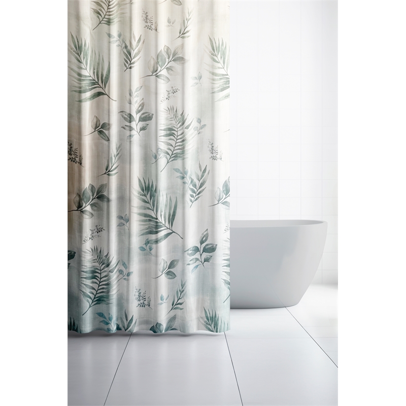 Rothbury Green Leaf Printed Fabric Waterproof  Shower Curtain - 70