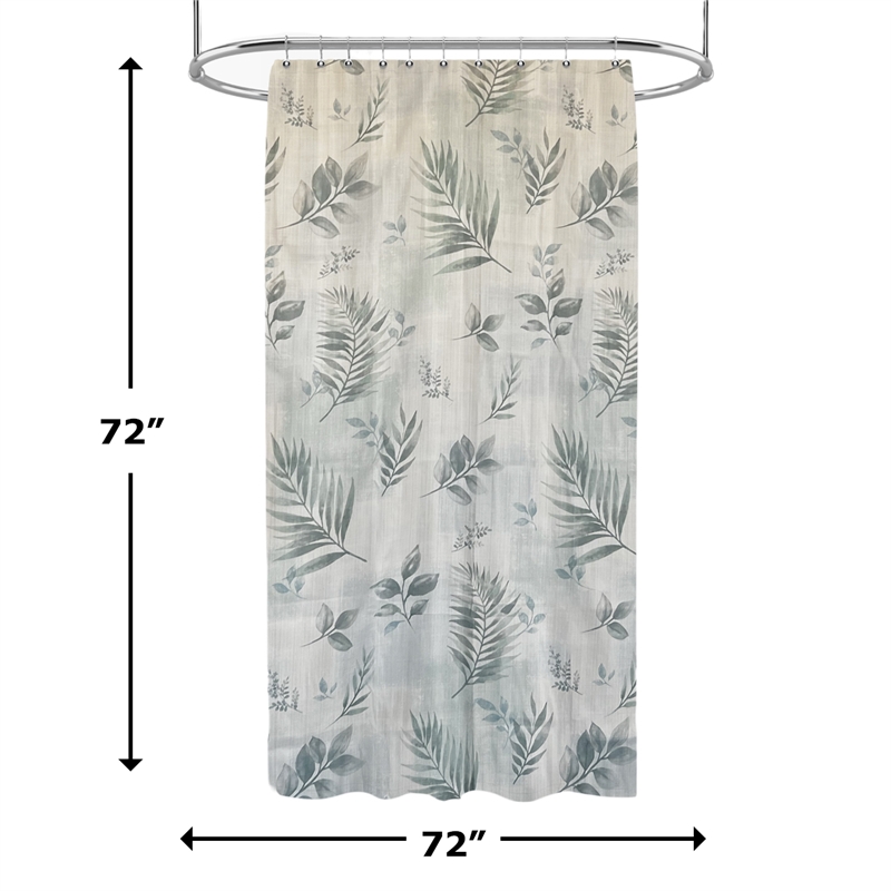 Rothbury Green Leaf Printed Fabric Waterproof  Shower Curtain -  72