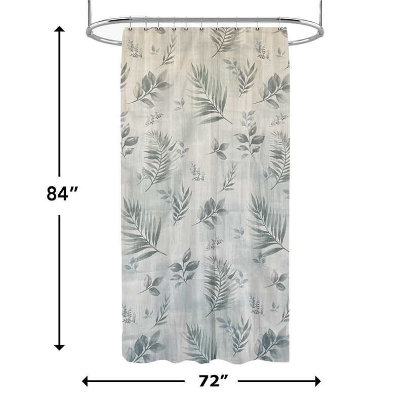 Rothbury Green Leaf Printed Fabric Waterproof  Shower Curtain -  72