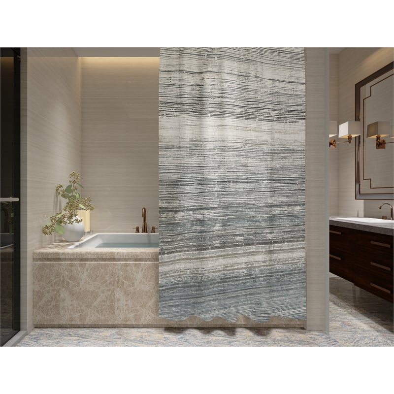 Morden Nomad Blue Faux Marble Polyester Gradient Shower Curtain - 72