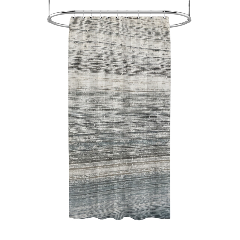 Morden Nomad Blue Faux Marble Polyester Gradient Shower Curtain - 72