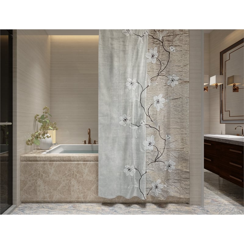 Morden&Cassic Combine Magnolia Vine Printed Fabric Shower Curtain - 72