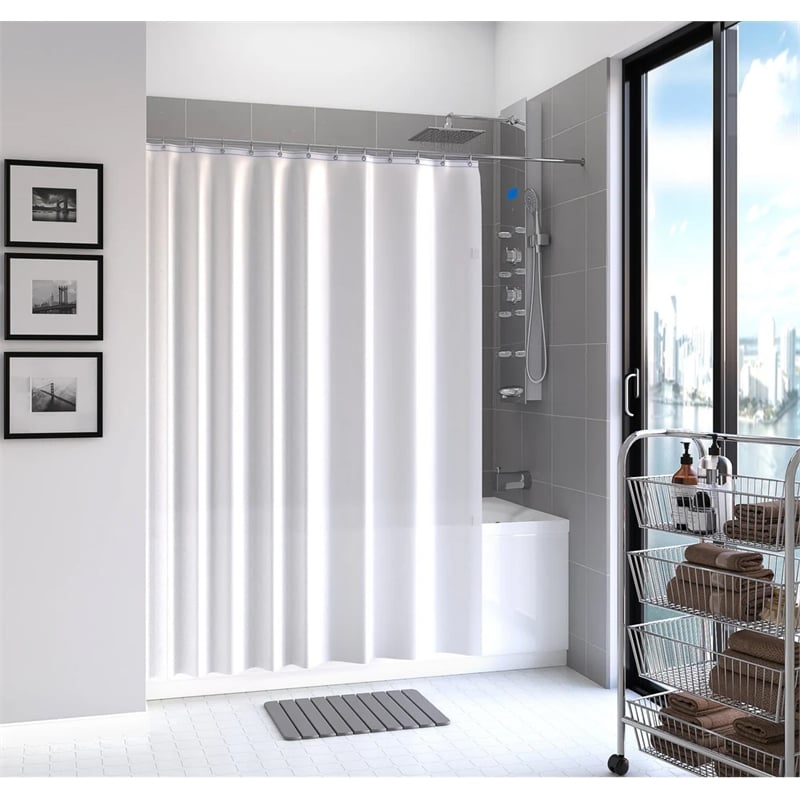 Commercial Grade Protected PEVA Frosty White Shower Curtain Liner - 70