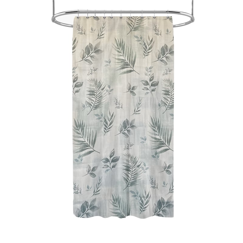 Rothbury Green Leaf Printed Fabric Waterproof  Shower Curtain -  72