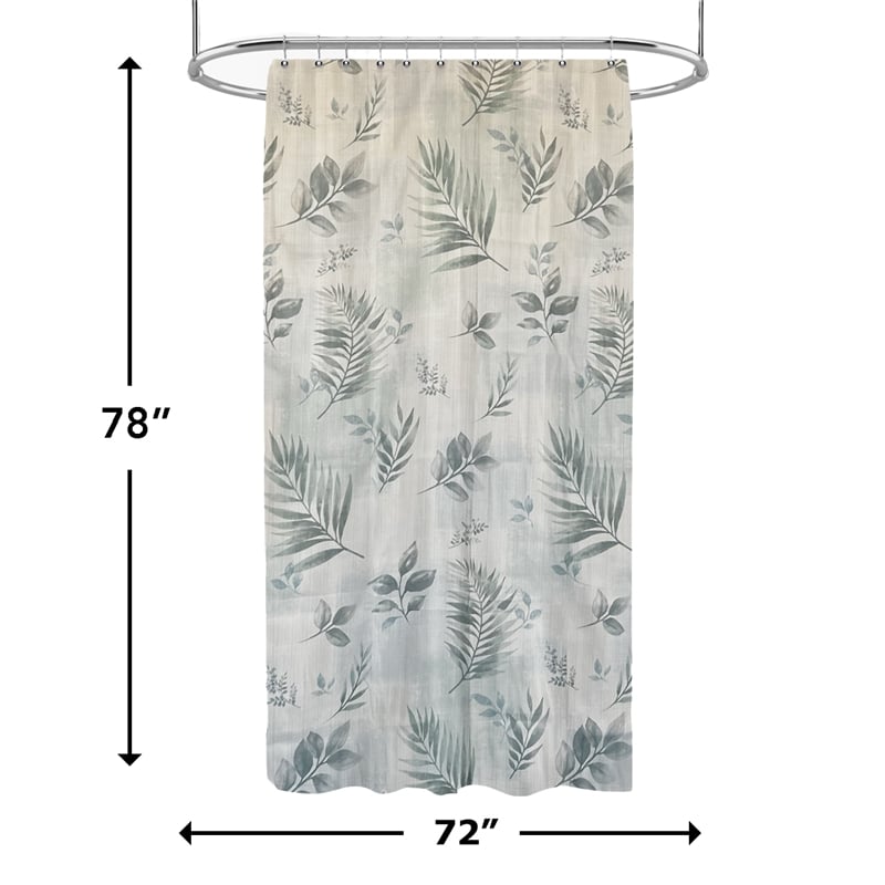 Rothbury Green Leaf Printed Fabric Waterproof  Shower Curtain -  72
