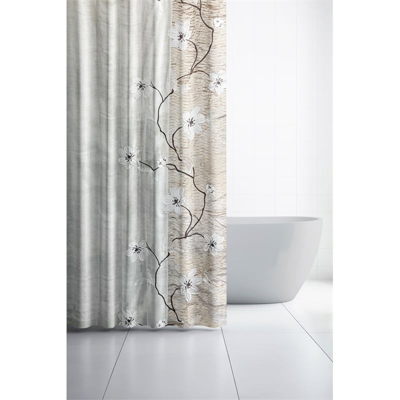 Morden&Cassic Combine Magnolia Printed Fabric Bronze Shower Curtain - 70