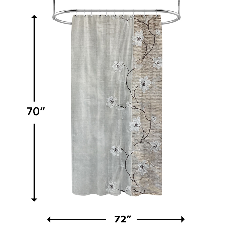 Morden&Cassic Combine Magnolia Printed Fabric Bronze Shower Curtain - 70